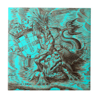 Golfinho da equitação de Poseidon do mapa do mundo