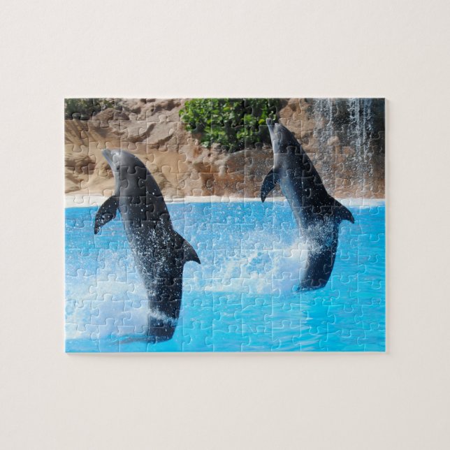 Golfinho Duplo com Quebra-Cabeça da Cachoeira (Horizontal)