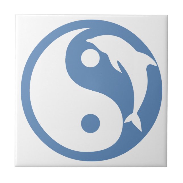 Golfinho no Azulejo Blue Yin Yang (Frente)
