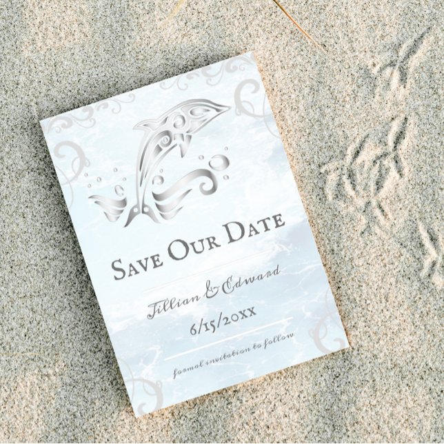 Golfinho Prateado Salve O Anúncio De Data (Silver Dolphin Save the Date)