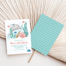 Golfinho sob o Convite de Aniversário do Mar