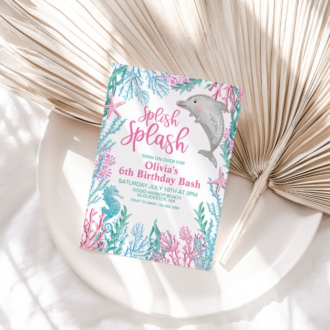 Golfinho sob o Convite de Aniversário do Mar (Criador carregado)