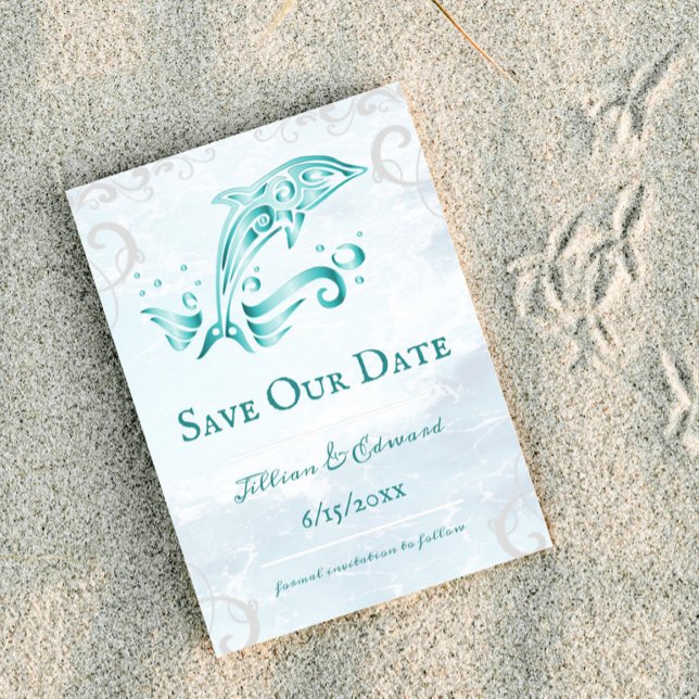 Golfinho Teal Salve O Anúncio De Data (Teal Dolphin Save the Date)
