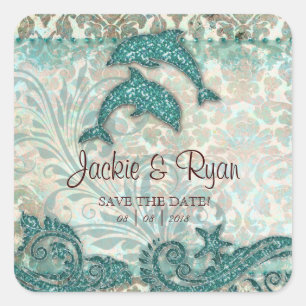 Golfinhos das etiquetas do casamento da data das