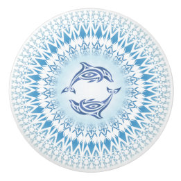Golfinhos Mandala Azul Branco Náutico