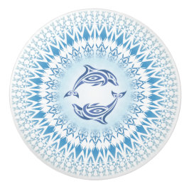Golfinhos Mandala Azul Branco Náutico