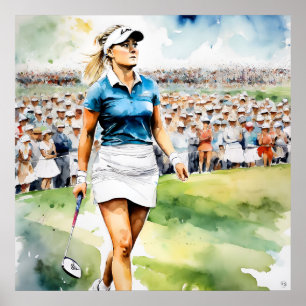 Golfista Pró-Mulher - Impressão de Arte Golfe