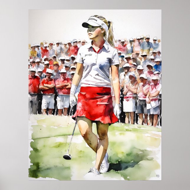 Golfista Pró-Mulher - Impressão de Arte Golfe (Frente)