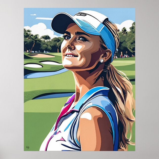Golfista Pró-Mulher - Impressão de Arte Golfe (Frente)