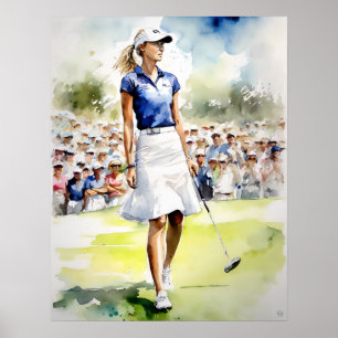 Golfista Pró-Mulher - Impressão de Arte Golfe