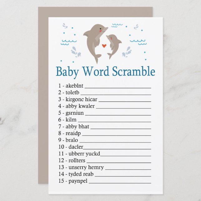 Golphin Baby word scramble game (Frente/Verso)