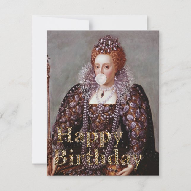 Goma de mascar da rainha Elizabeth I Feliz anivers (Frente)