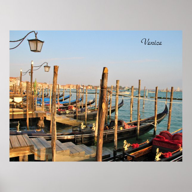 Gondolas, Veneza, Itália, fotografia, Poster (Frente)