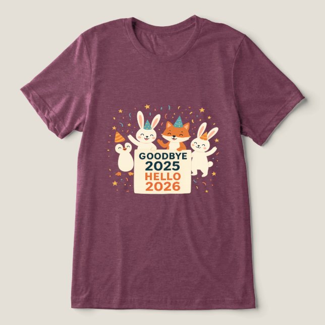 Goodbye 2025 Hello 2026 Unisex Holiday T-Shirt (Design frontal)