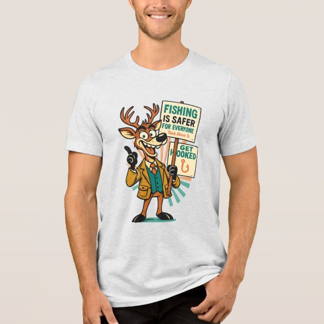 Goofy Deer Satire – “Fishing Is Safer” Propaganda  (Frente)