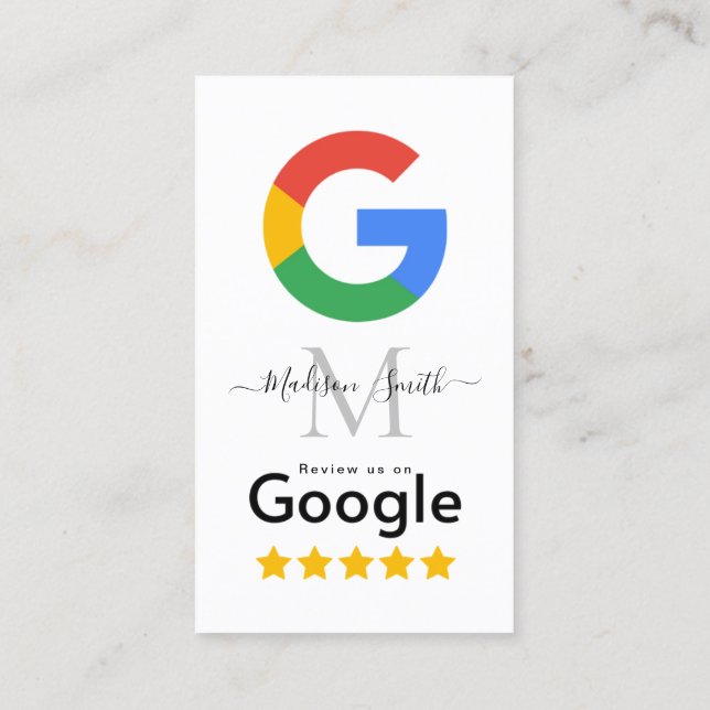 Google Review com Cartão de visita de link de códi (Verso)