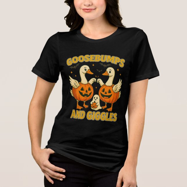 Goosebumps & Giggles Halloween Cute Pumpkin Geese (Frente)