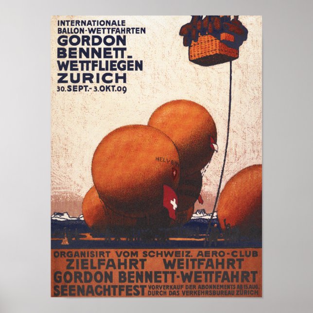 Gordon Bennett Hot-Air Balloon Race Poster (Frente)
