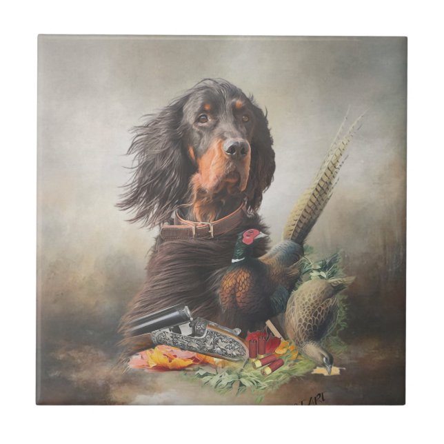 Gordon setter com faisões, Art (Frente)