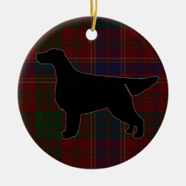 Gordon Setter Silhouette em Ornamento Tartan (Frente)