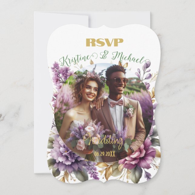 Gorgeous Lilac Vineyard Wedding RSVP (Frente)