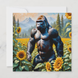 Gorilla Ape No Campo Do Cartão-Postal De Girassol