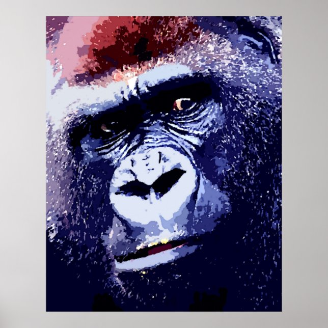 Gorilla Face Pop Art Poster Impressão. Posters de  (Frente)