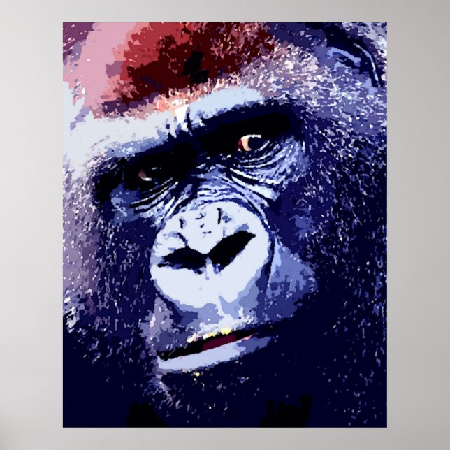 Gorilla Face Pop Art Poster Impressão. Posters de  (Frente)