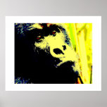 Gorilla Face Pop Art Poster Impressão. Posters de<br><div class="desc">Pop de Gorilla Head Art Fotografia Digital Trabalho de arte - Animais Selvagens Imagens de Gorilas de Montanha - Gorila de Montanha Olhar Fechado - Primatas Trabalho de arte</div>