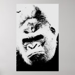 Gorilla Pop Art Poster<br><div class="desc">Trabalhos de arte e imagens de animais selvagens - Rosto gorila irritado</div>