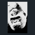 Gorilla Pop Art Poster<br><div class="desc">Trabalhos de arte e imagens de animais selvagens - Rosto gorila irritado</div>