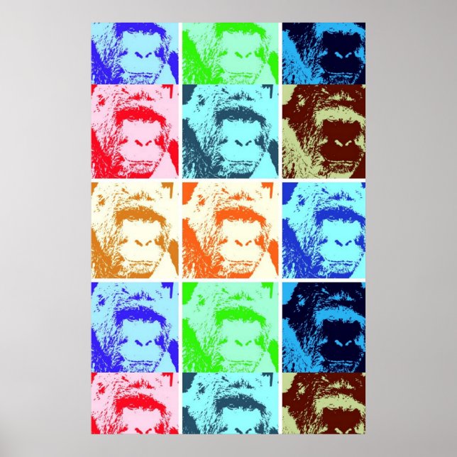 Gorilla Pop Art Poster Impressão (Frente)