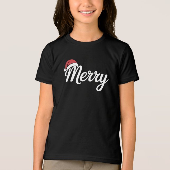 Gorro de Natal Vermelho Preto Ousado Feliz Natal (Frente)