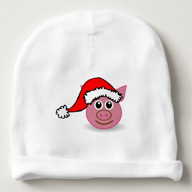 Gorro Para Bebê Um porco pequeno bonito para o Natal - (Frente)
