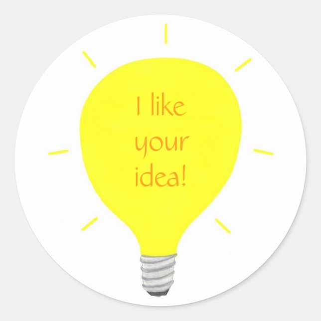 Gosto da sua ideia, adesivos de afirmação de lâmpa (Frente)