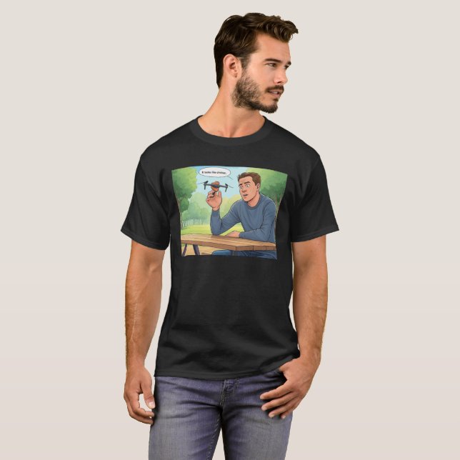 Gosto de frango, camiseta preta (Frente Completa)