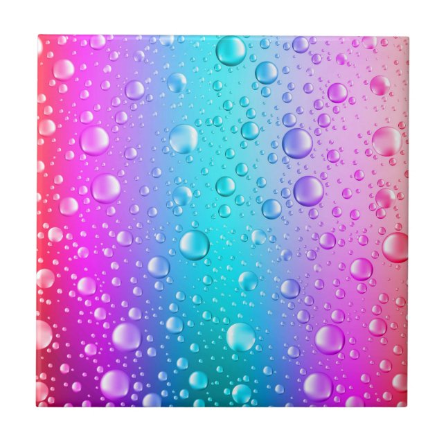 Gotas de Água Gradiente Azul-Quente e Rosa-Quente (Frente)