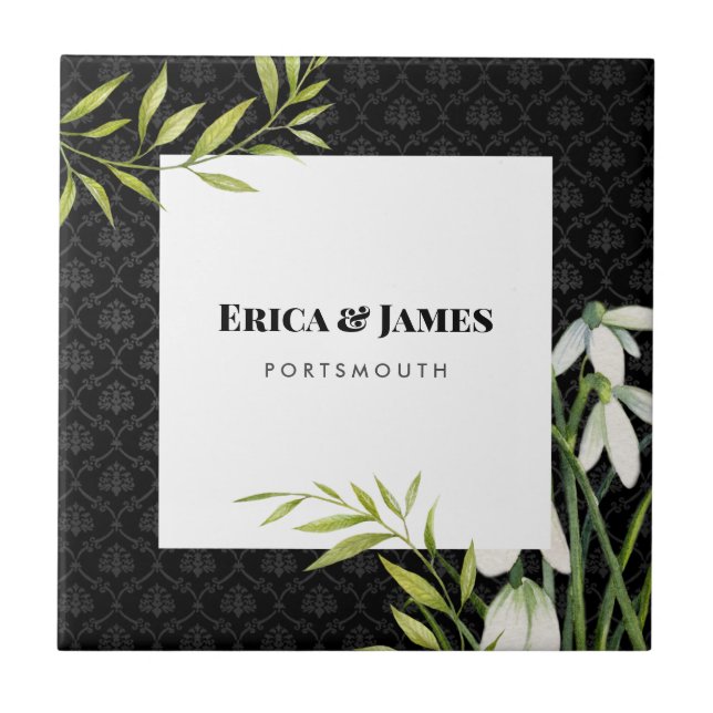 Gotas de neve brancas e Laurel Damask (Frente)