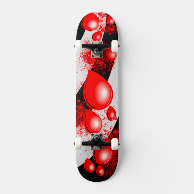 Gotas Vermelhas – Design Abstrato de Skateboard (Frente)