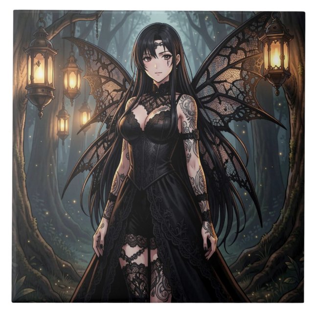 Gothic Anime Fairy Girl in Enchanted Forest (Frente)