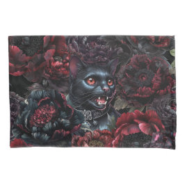 Gothic Black Cat & Dark Flowers 