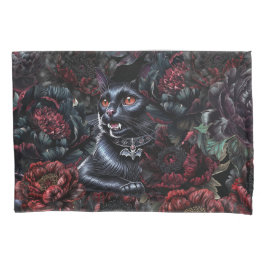 Gothic Black Cat & Dark Flowers 