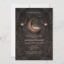 Gothic Crescent Moon Stars Baby Shower Invitation