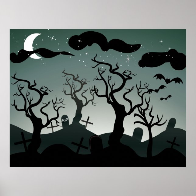 Gothic Graveyard graves trees Poster (Frente)