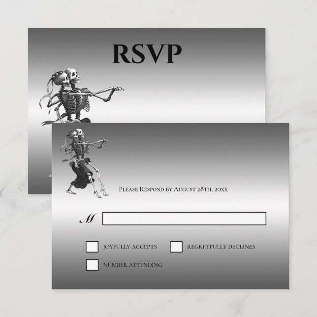 Gothic Halloween Alternative Wedding RSVP Card (Frente/Verso)