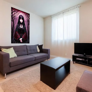 Gótica Anime Menina Negra   AI Art Poster