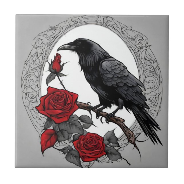 Gótica Black Raven com Rosas vermelhas (Frente)