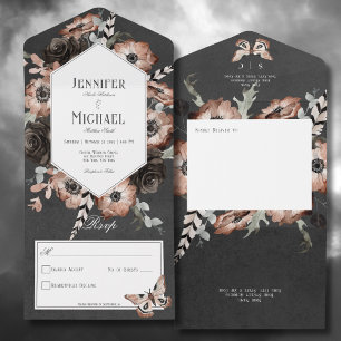 Gótica Boho Moth Black & Brown Floral No Janta