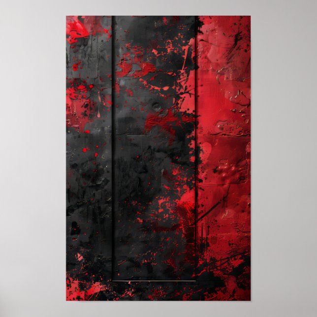 Gótica Grunge Vanta Black & Red Poster (Frente)
