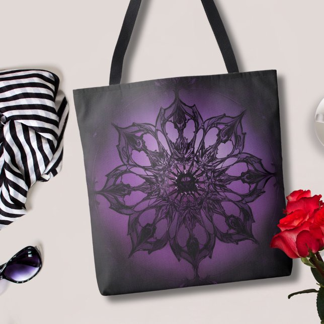 Gótica Mandala Purple Tote Bag (Criador carregado)